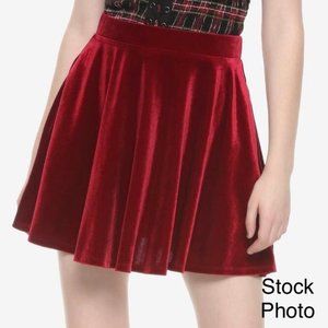 Hot Topic Red Velvet Skater Skirt Midnight Hour Medium
